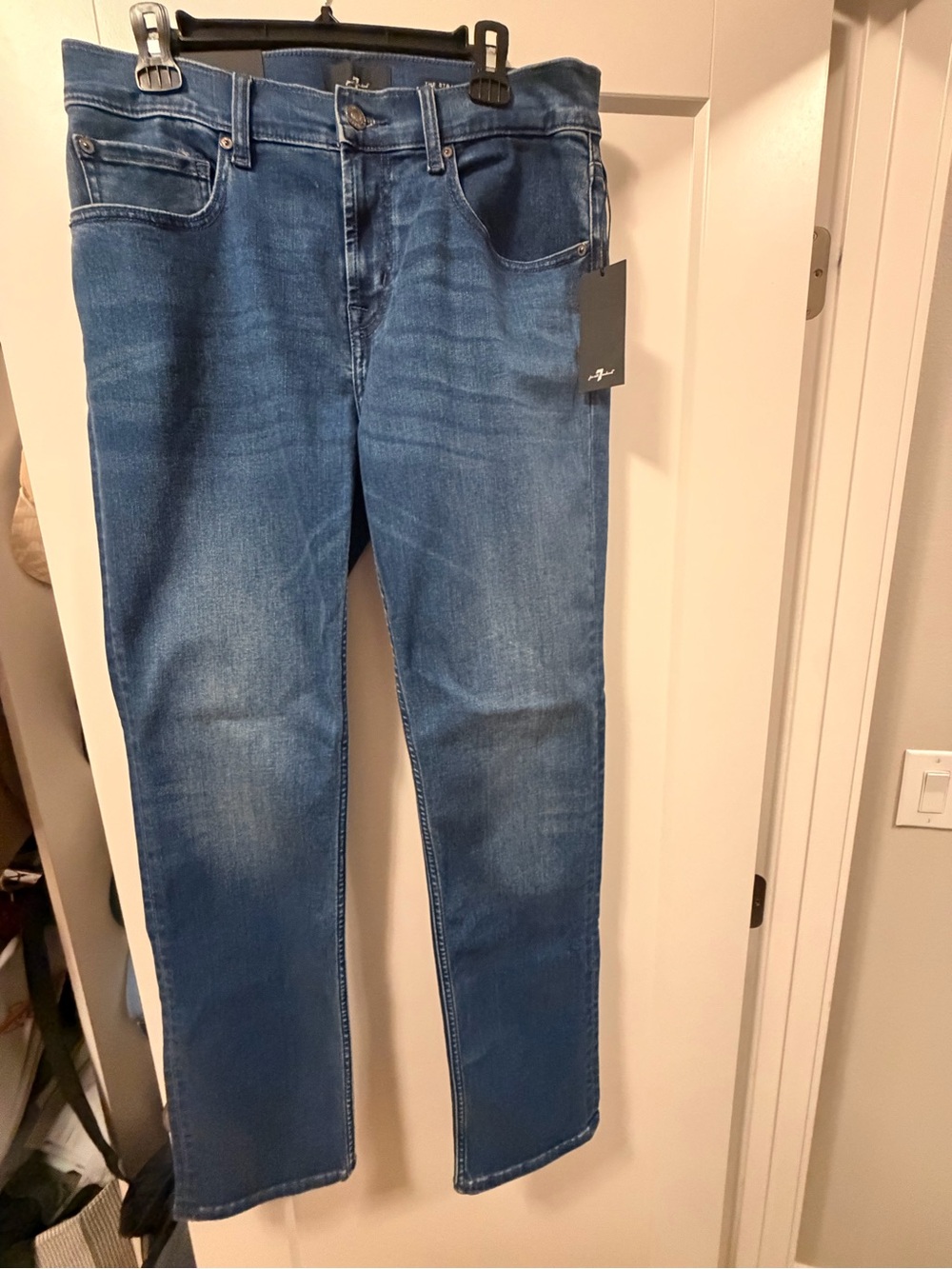 7 For All Mankind Men's Medium Blue The Straight Jeans 33x34 NWT